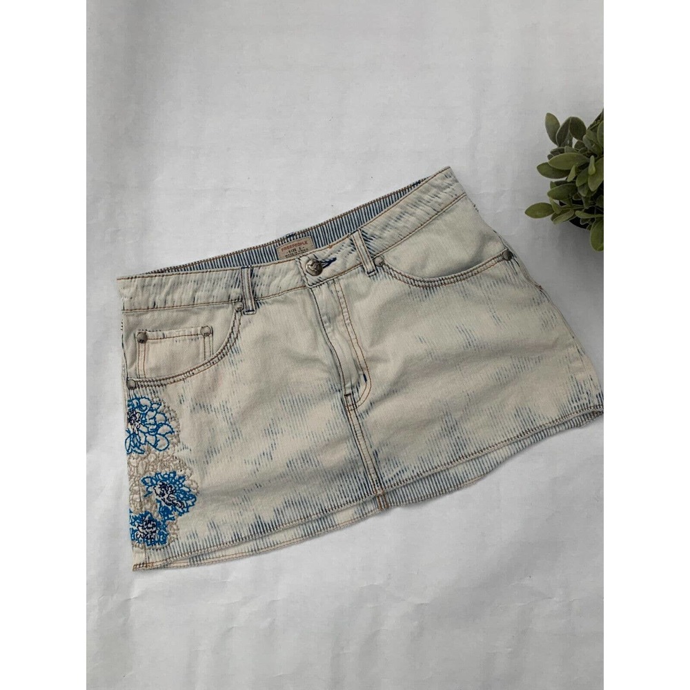 Free People Denim Raw Hem Mini Skirt Size 6